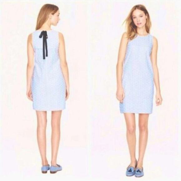 J.Crew Sleeveless Eyelet Shift Dress Blue / White Size 00 - Picture 1 of 10